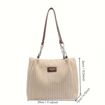 Francesca | Elegant Mink Ribbed Bag with Trendy Metal Chain