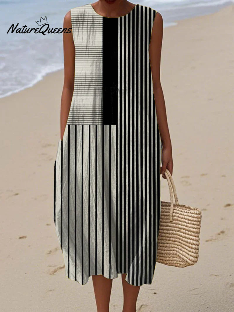 Elise | Monochrome Line Dress