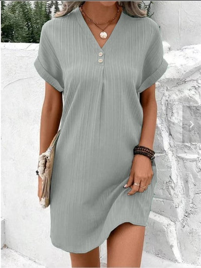 Jadea® | Relaxed Pinstripe Tunic Dress
