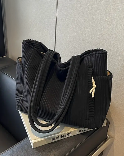 Mathilda™ | Ribbed Tote Bag with Rope Detail