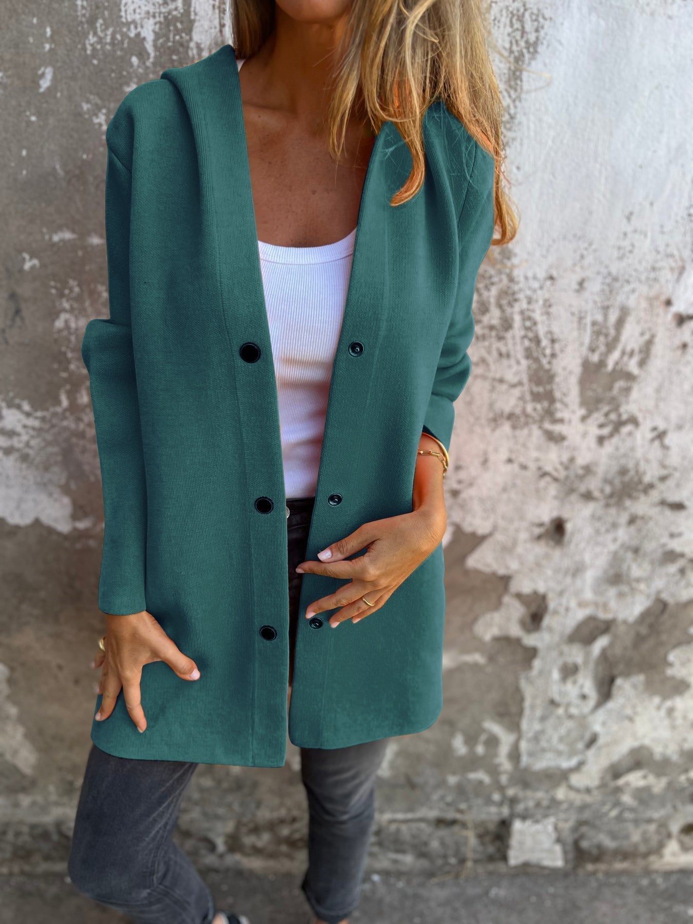 Jacqueline® | Casual Hoodie Jacket with Buttons