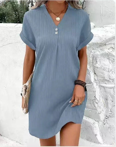 Jadea® | Relaxed Pinstripe Tunic Dress