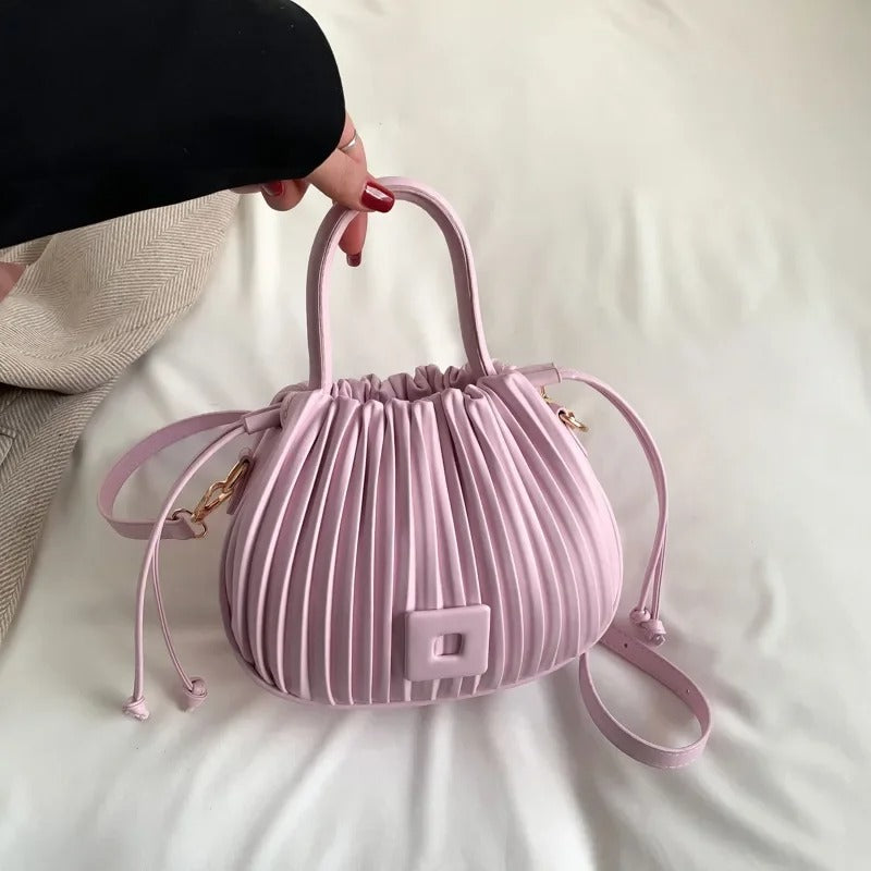 Cara | Elegant pleated soft powder pink clutch bag for stylish occasions