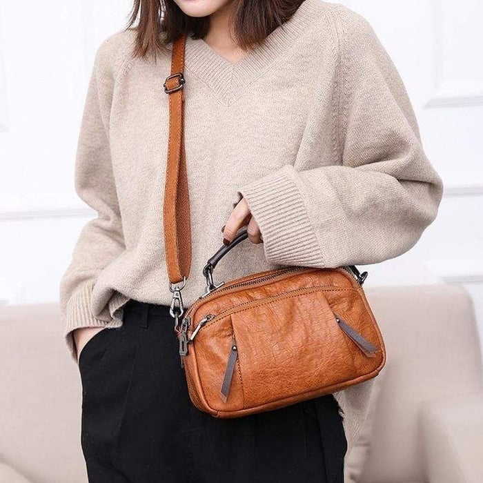 Nicola | Elegant and Versatile Small Bag in Warm Golden Cognac Color