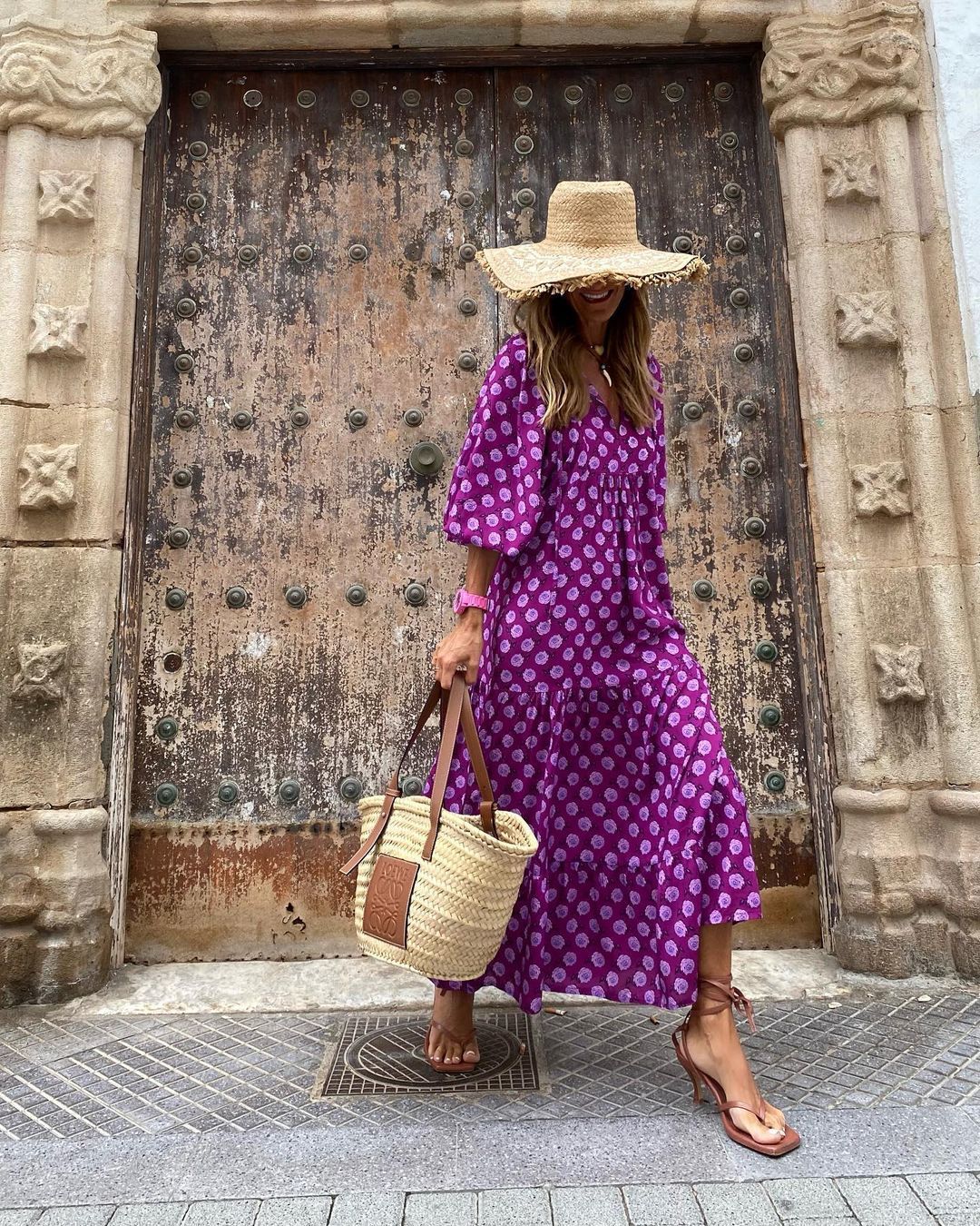 Maya | Long Violet Floral-Print Dress