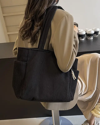 Mathilda™ | Ribbed Tote Bag with Rope Detail