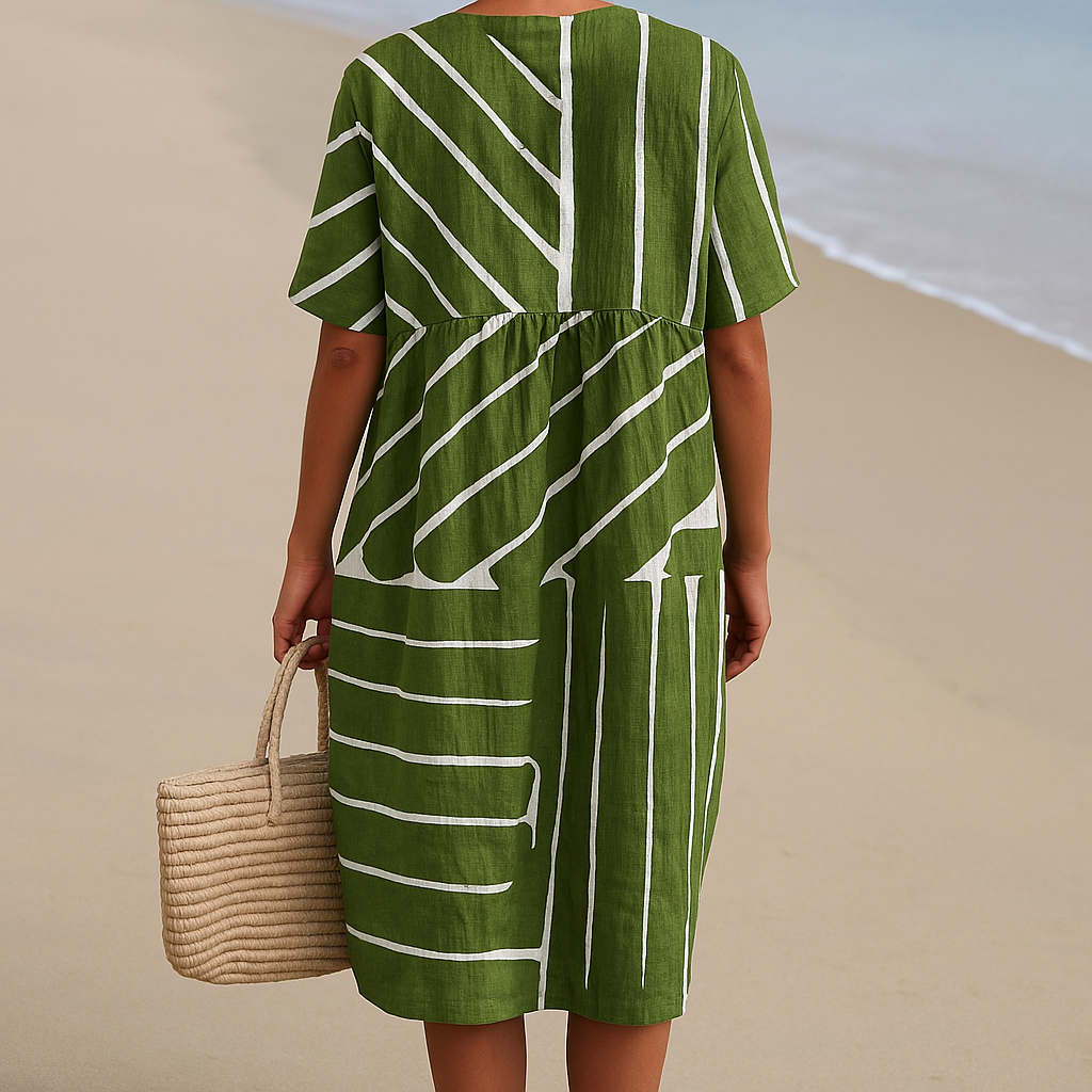 Yana | Green geometric patterned dress