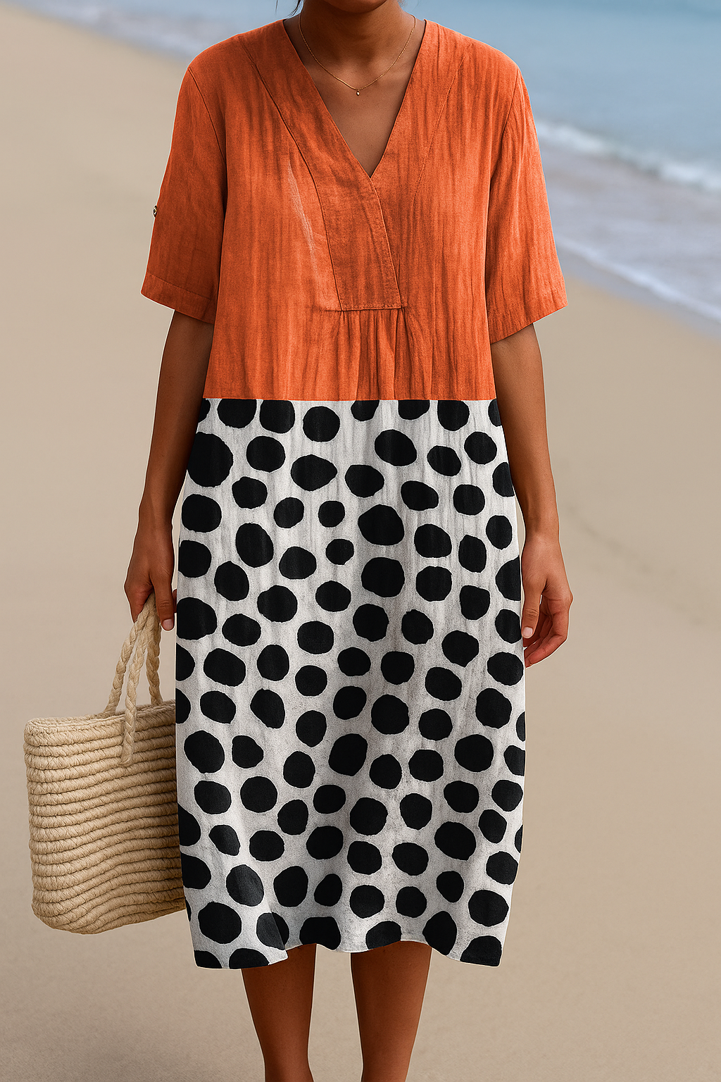 Maëlle | Orange polka dot dress