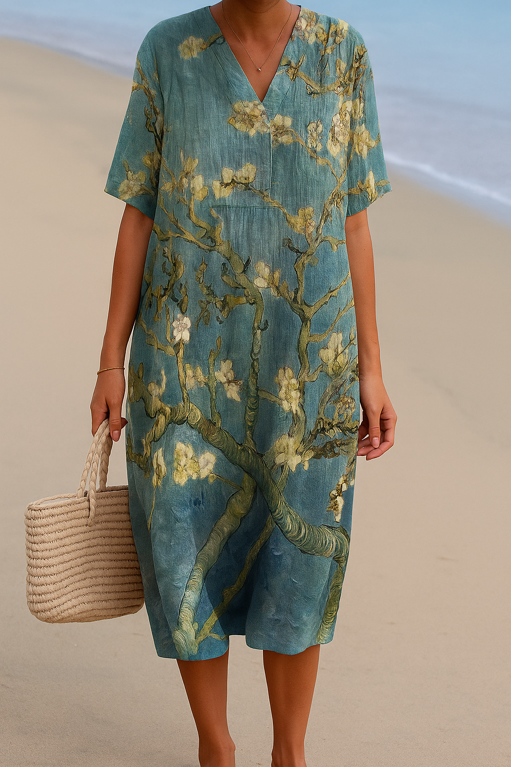 Irene | Blue-green floral print dress