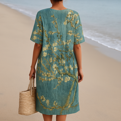 Irene | Blue-green floral print dress