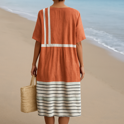 Mara | Terracotta striped graphic robe