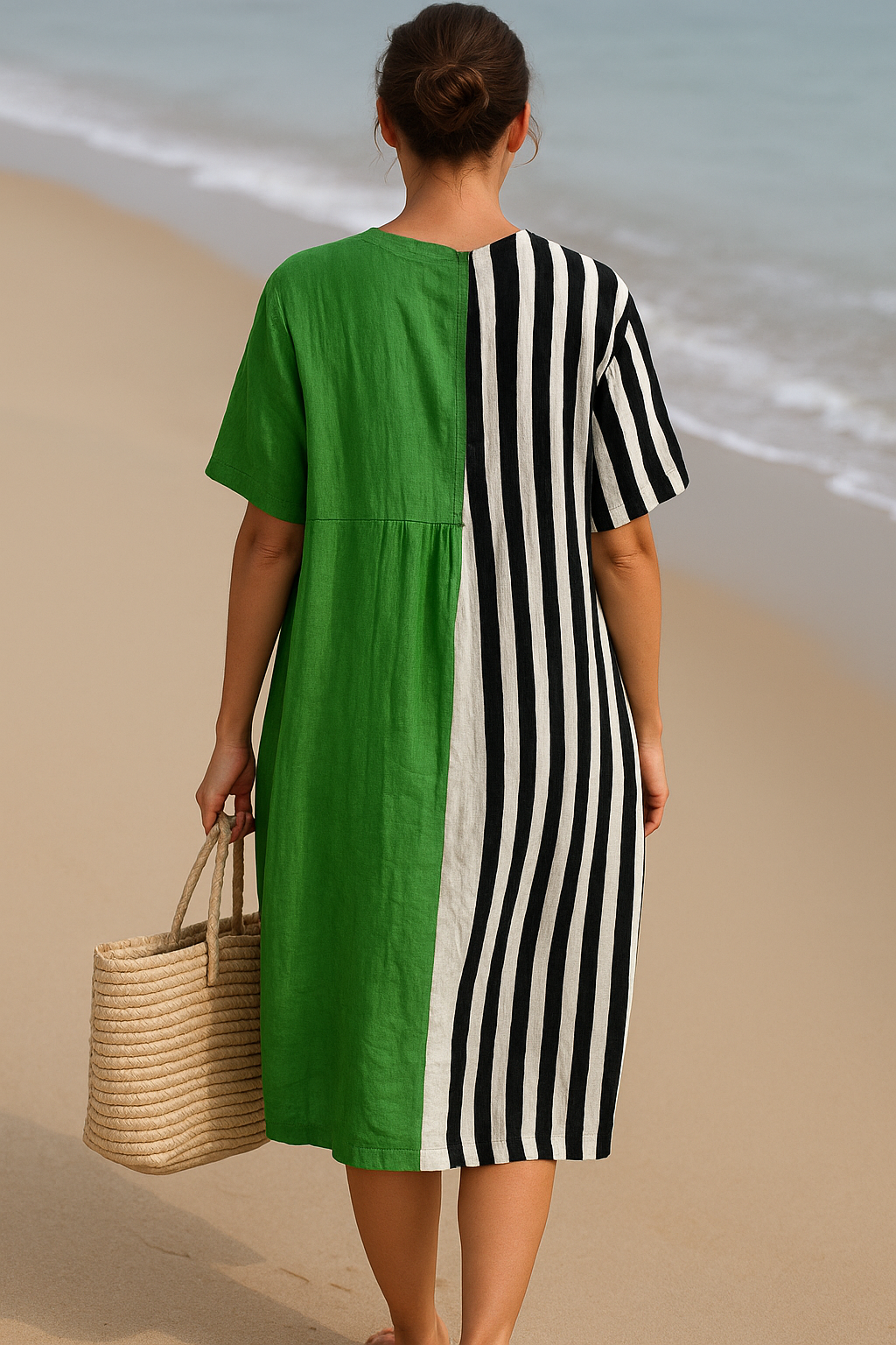 Iris | Bright Green Robe with Black Stripes