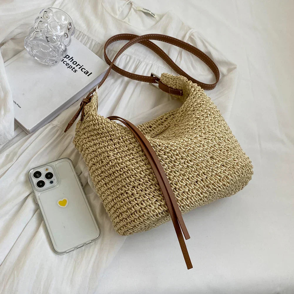 Anna | Elegant structured shoulder bag in woven style for a sophisticated look