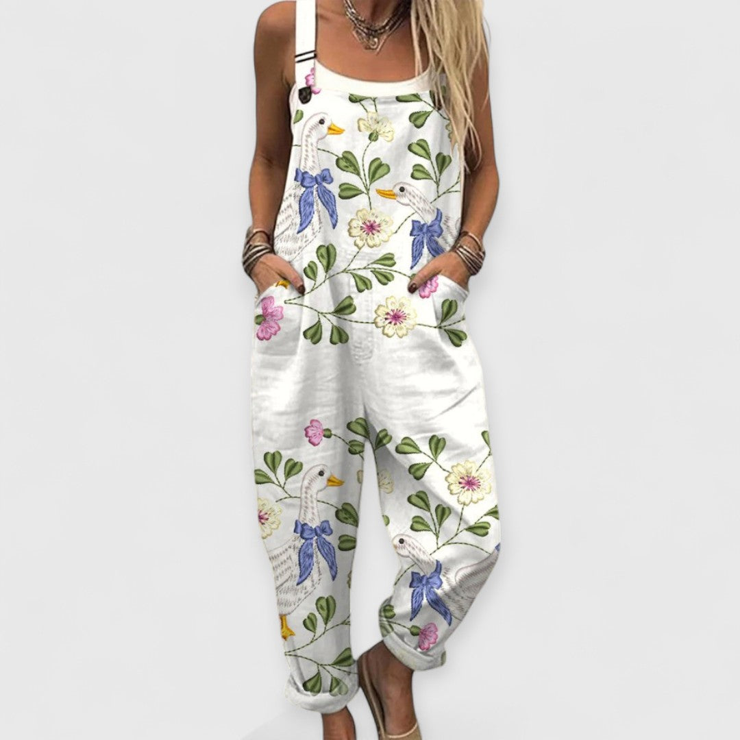 Thais | Duck Patterned Floral Overalls
