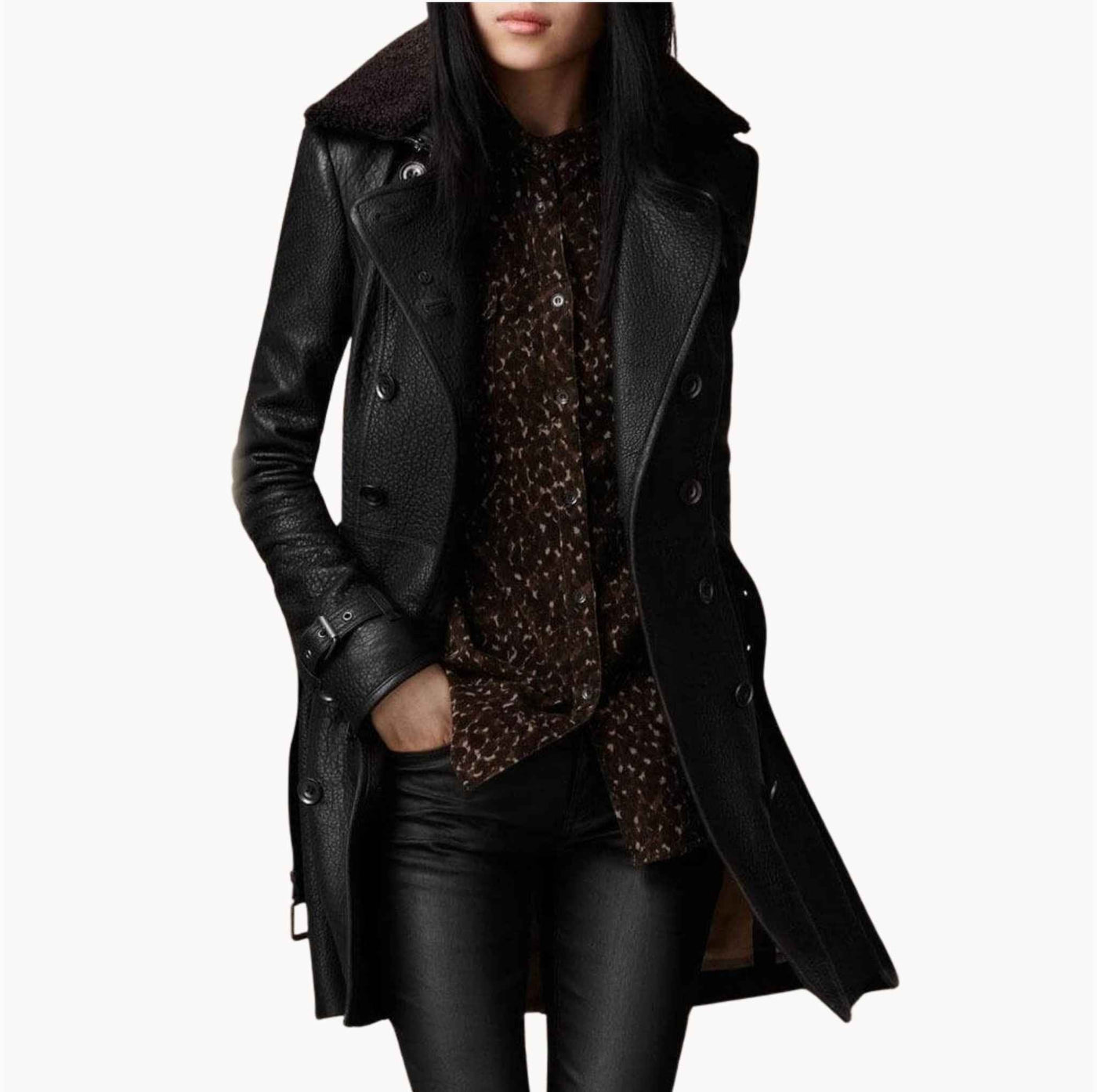 Clara®| Faux Leather Trench Coat