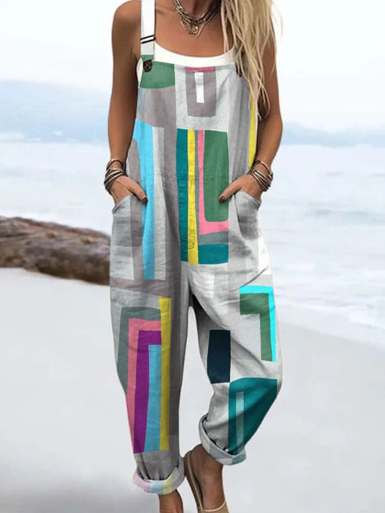 Agnes | Graphic Blocks Overalls
