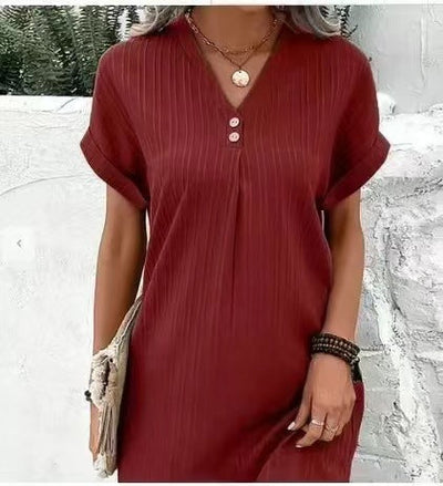 Jadea® | Relaxed Pinstripe Tunic Dress