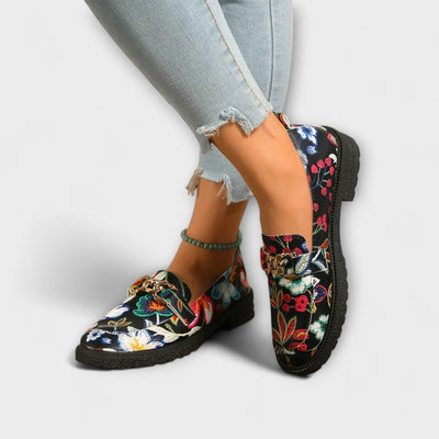 Orla – Multicolor Loafers with Flower Pattern