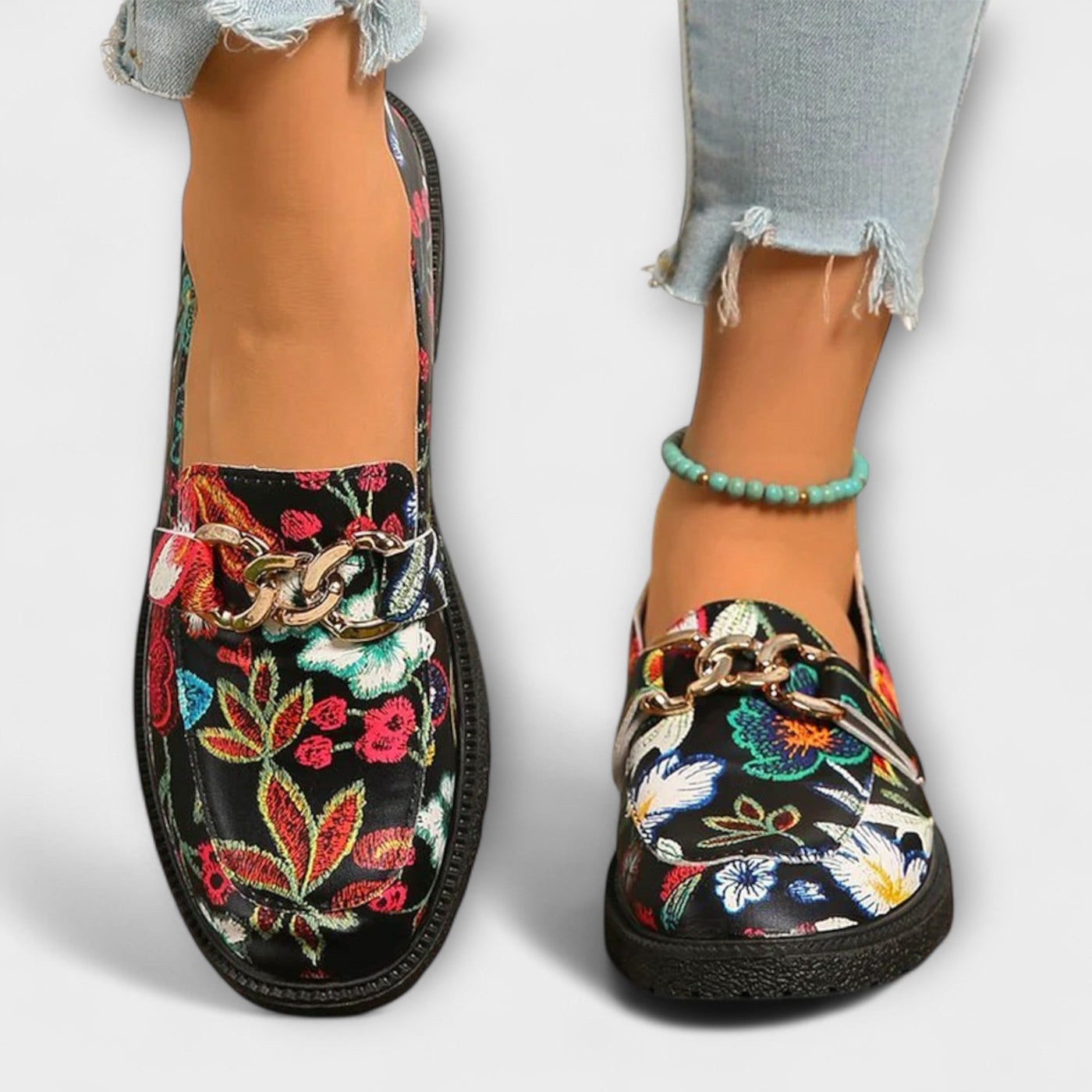 Orla – Multicolor Loafers with Flower Pattern