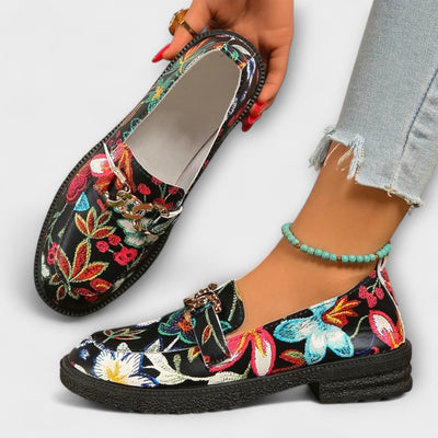 Orla – Multicolor Loafers with Flower Pattern