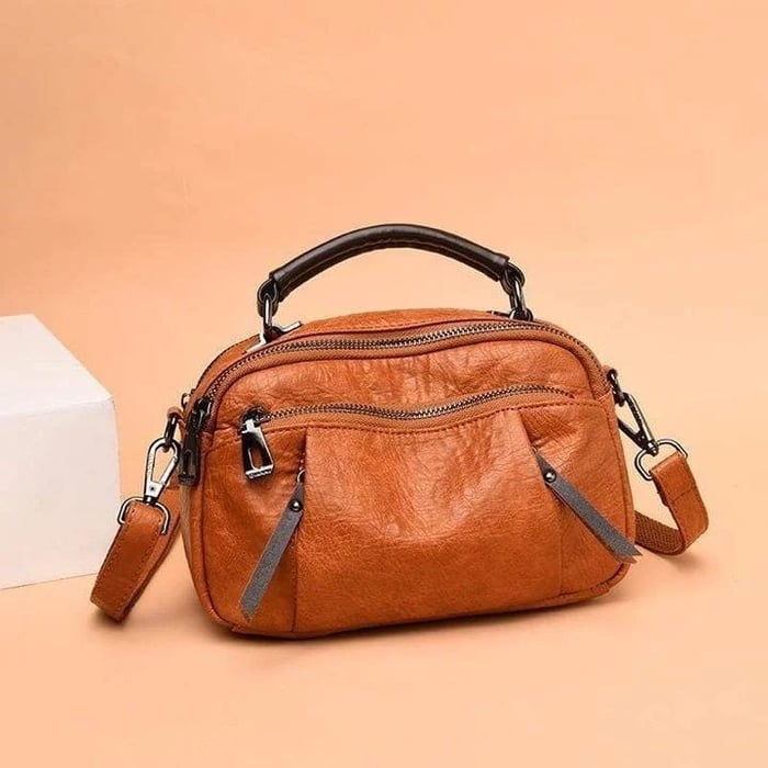 Nicola | Elegant and Versatile Small Bag in Warm Golden Cognac Color
