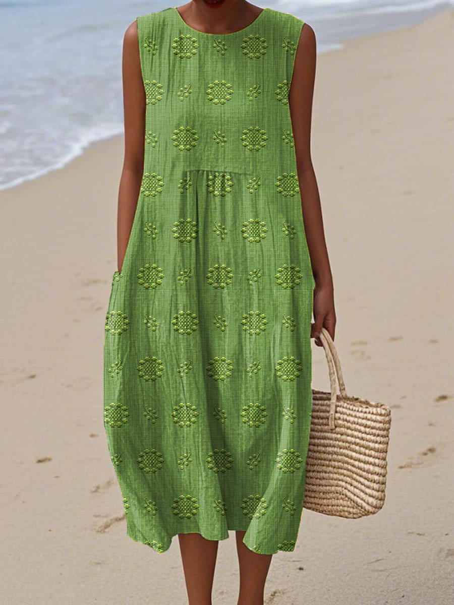 Lauren |Sleeveless Midi Dress Airy Freedom, Casual Charm