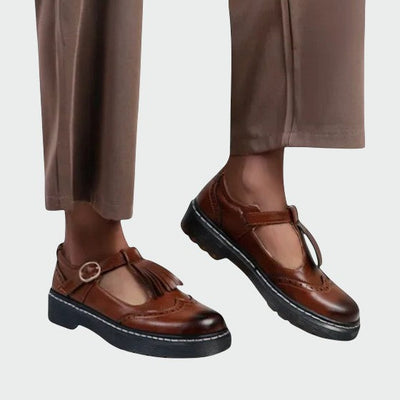 Olivia - Elegante T-Bar Leather Shoes