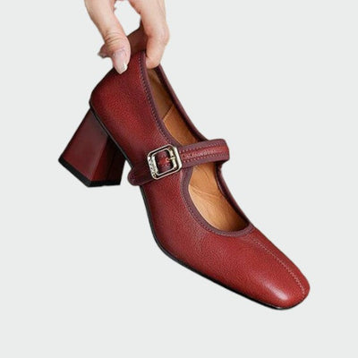 Olivia - Block-Heel Buckle Mary Jane Shoes