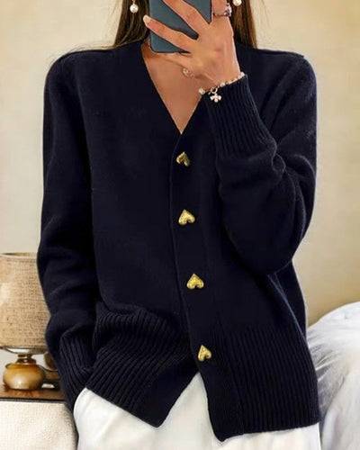 Adele® | Elegant Heart Button Cardigan