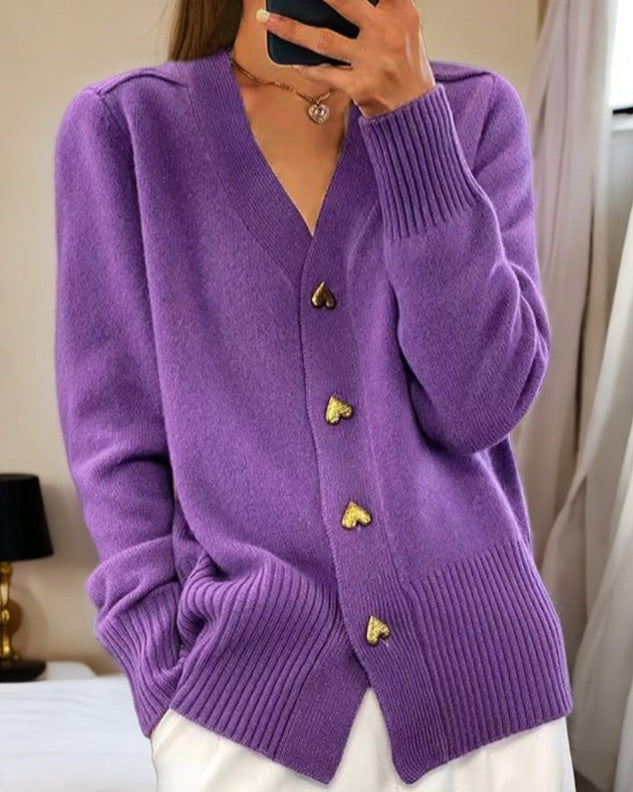 Lynn | Elegant Heart Button Cardigan