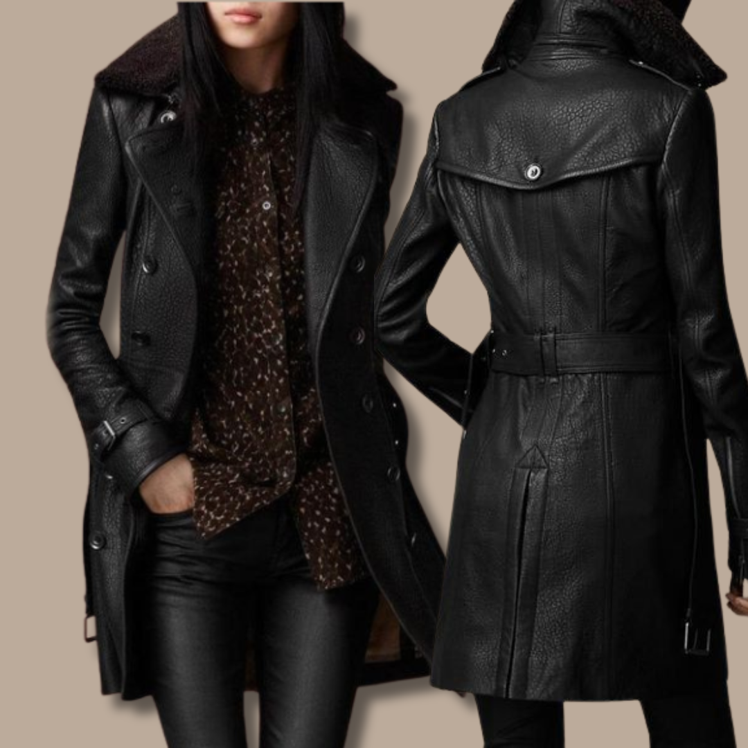 Clara®| Faux Leather Trench Coat