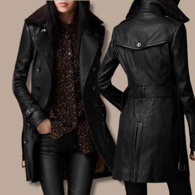 Clara®| Faux Leather Trench Coat